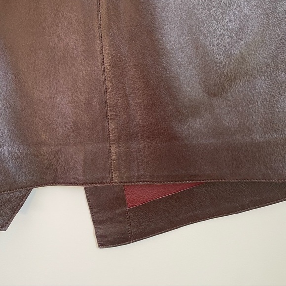 NWT GSTQ Leather Wrap Skirt Merlot Asymmetrical Size Large (L) - Picture 7 of 15